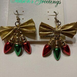 CHRISTMAS LIGHT DANGLE EARRINGS PIERCED NEW